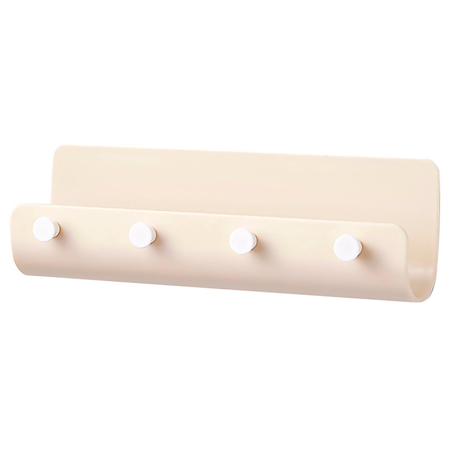 4-Hook U-shape Wall Mount Hooks Self-Adhesive Keys Storage Rack Holder Hanger Organizer for Home Office Kitchen Living Room: Beige