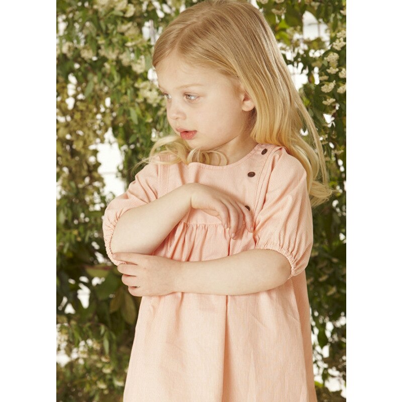 Dress For Girls Cotton Simple Casual Dresses Kids Little Girls Princess Dress Children Pink Striped Summer Dress