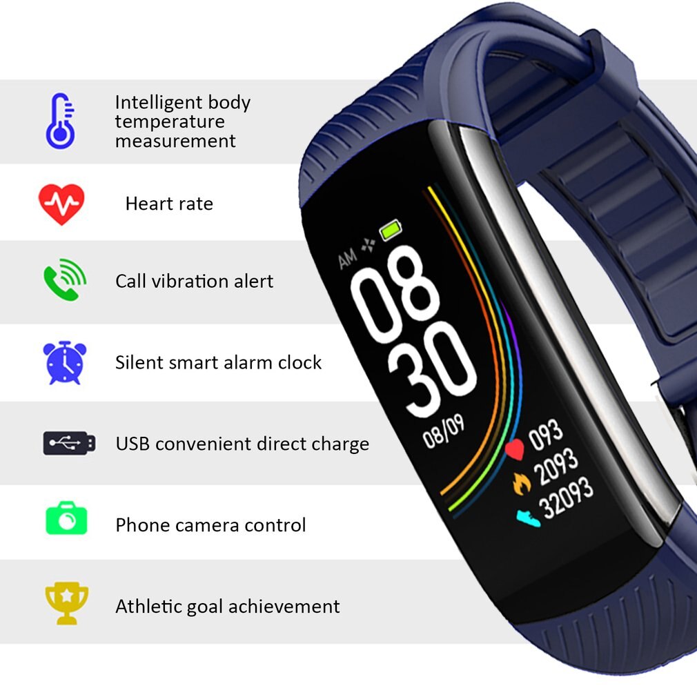 C6T Body Temperature Bracelet Watch Information Push Sleep Exercise Step Smart Bracelet Waterproof Female Bracelet