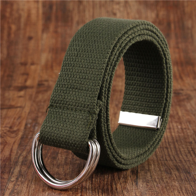 Beste Ybt Unisex Riem Canvas Legering Dubbele Ring Gesp Riem Verstelbare Outdoor Casual Multicolor Vrouwen En Mannen Riem: R Army green