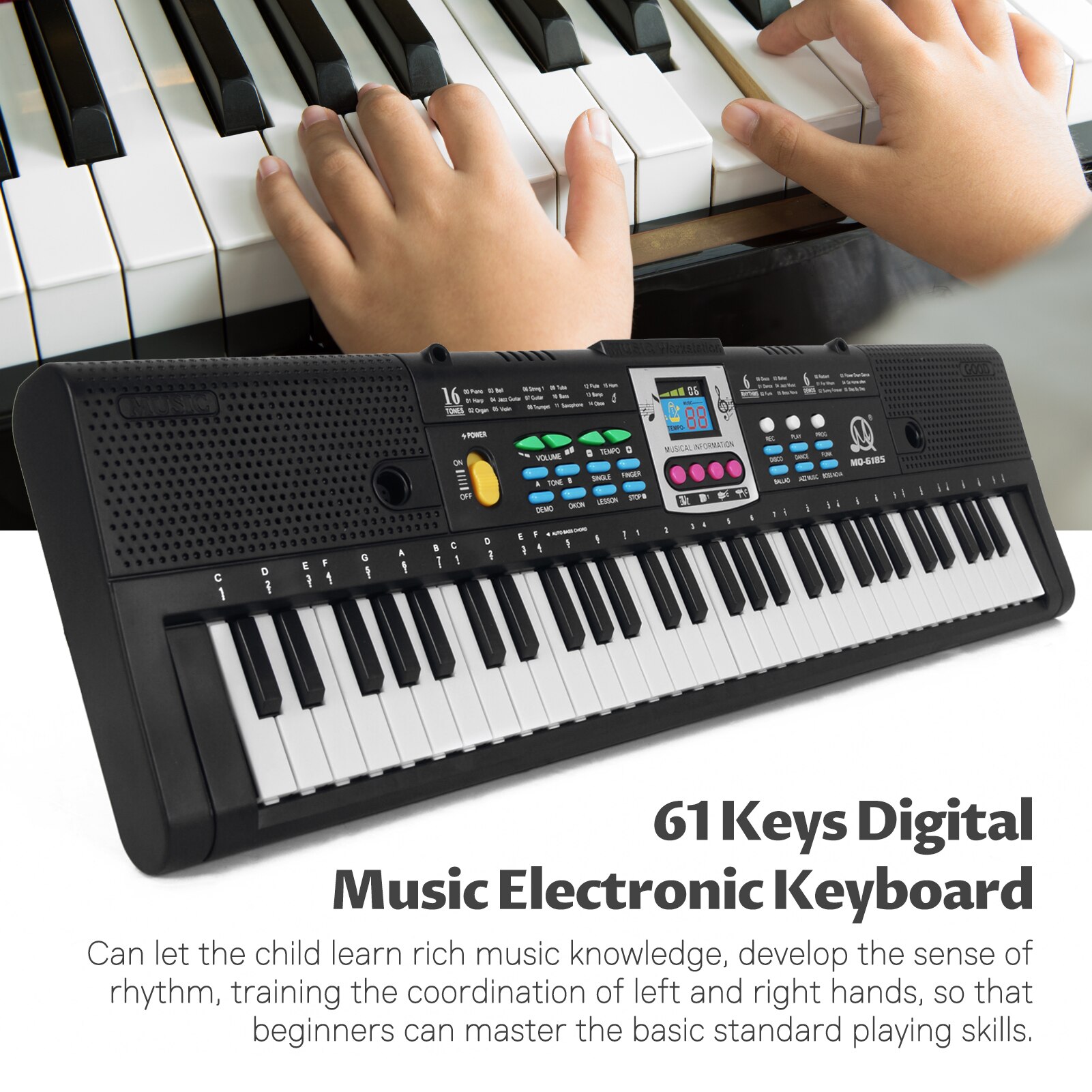 Piano numérique à 61 touches, musique, clavier électronique multifonctionnel pour enfants, Piano électrique pour étudiants avec fonction de Microphone