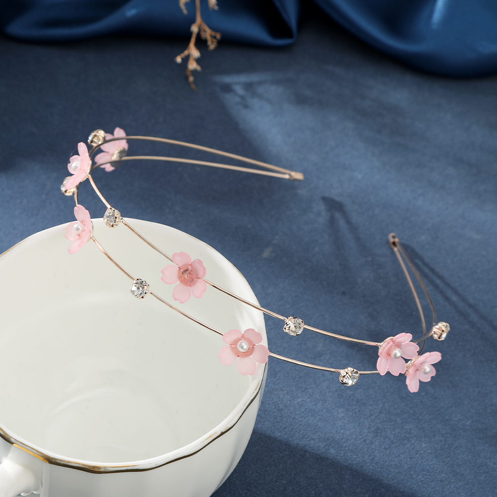 AWAYTR-Diadema con aro para el pelo para mujer, diadema deportiva ondulada, diadema de flores, diademas de cristal, accesorios para el cabello de aleación dorada para niña: Naranja