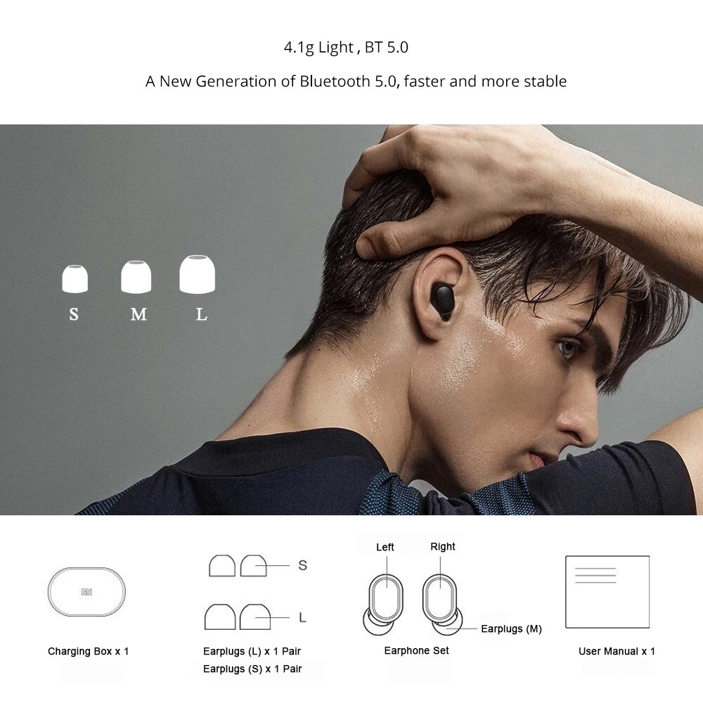 Xiaomi-auriculares Airdots 2 TWS versión Global, auriculares inalámbricos originales con Bluetooth 5,0, auriculares estéreo Mi True Wireless 2, TWSEJ061LS