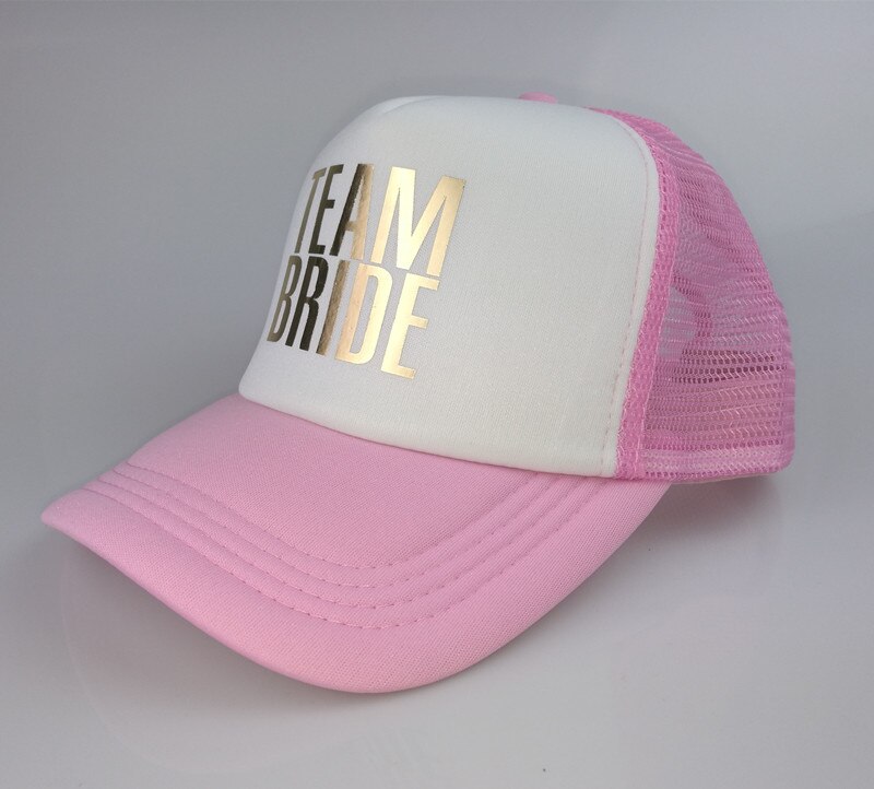 C&amp;Fung BRIDE TEAM BRIDE Bachelorette Hats Wedding party Trucker Caps White Neon gold glitter print hats summer style: team bride pink