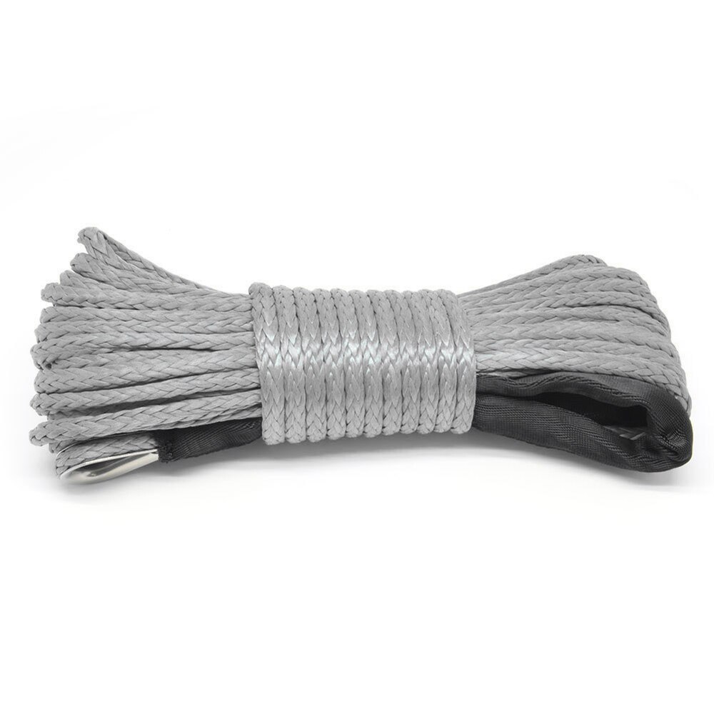 15m Winch Rope 7700lb Pull Line Cable Nylon Towing Rope Car Wash Maintenance String for ATV UTV Off-Road: Grey