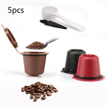 5pc herbruikbare, compatibele capsules voor nespresso-koffiemachines, hervulbare filterkoffiecapsules