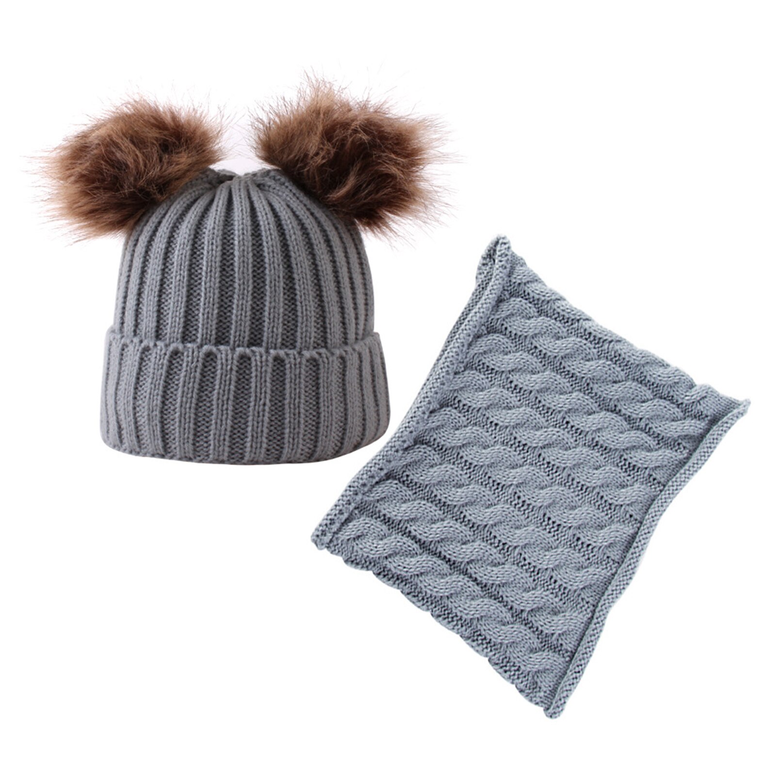Gorro conjunto de gorro y bufanda para bebé sombreros de niño PUNTO DE Navidad guantes bonitos cálidos de dos piezas guante de invierno blanco primavera otoño chico chica gorra: Gray