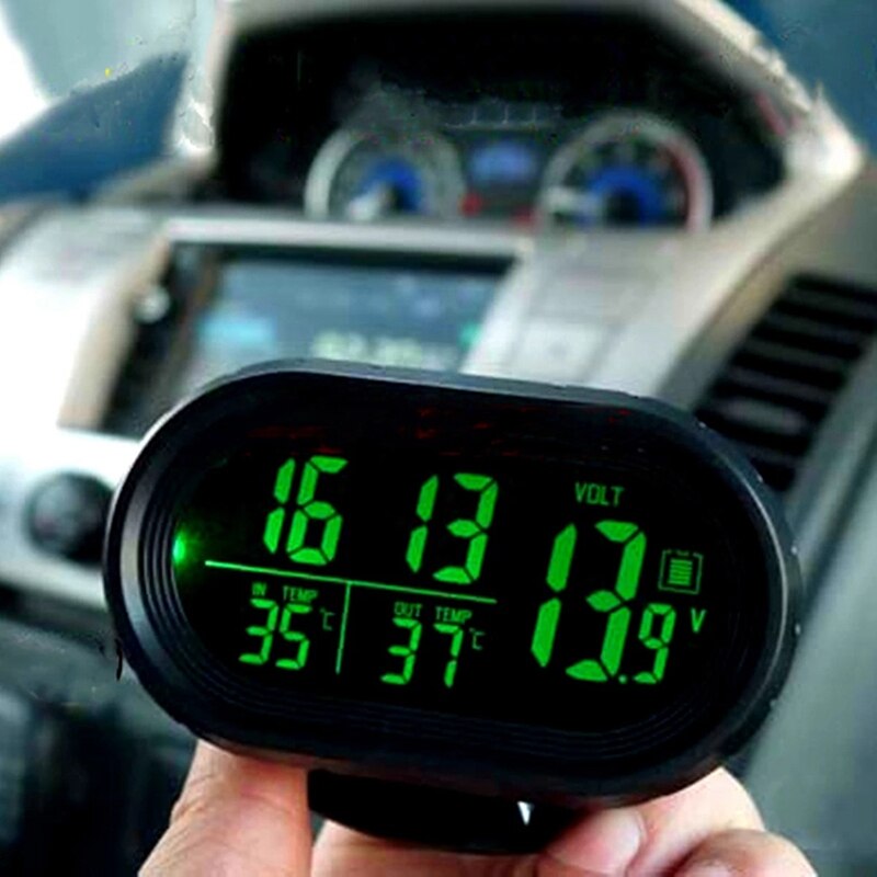 Multifunctionele Auto Thermometer 3 In 1 Auto Digitale Auto Thermometer Auto Klok Led Elektronische Klok