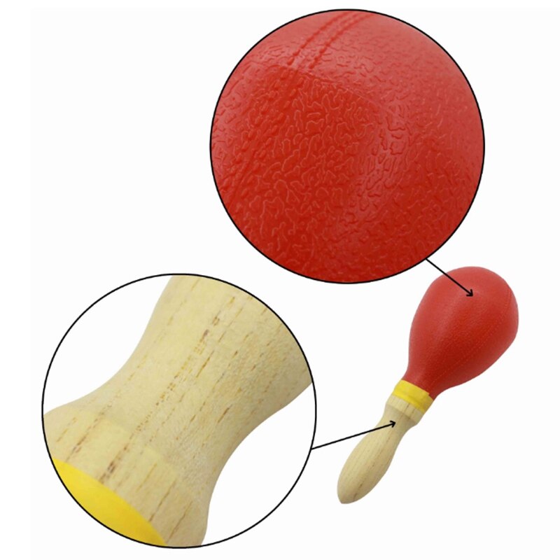 Maraca de plástico portátil con mango de madera, accesorios musicales de percusión, maraca de arena, 1 par