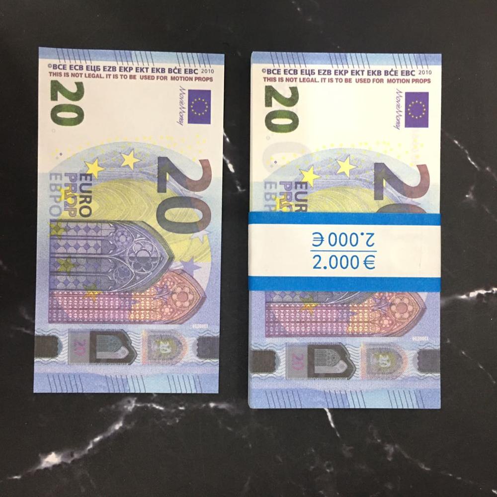 Atacado euros papel dinheiro notas de ouro prop dinheiro papel 10/20/50 euro bills preços nota bancária presentes: 20 euos (100pcs)