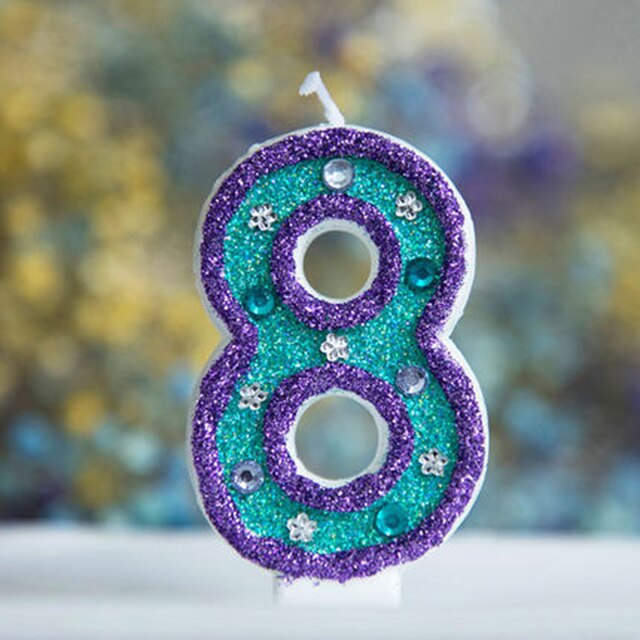 Kid Mermaid Diamond Glitter Number Birthday Candles Cake Topper Birthday Wedding Digital Cakes Dessert Decor Birthday Decoration: 8