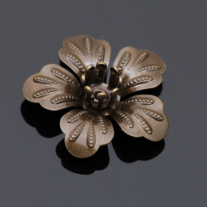 30pcs 20mm Flower Beads Caps Copper Brass Filigree Flowers Base Bead Cap Charms Pendants for Jewelry Making Craft Components DIY: Antique Bronze