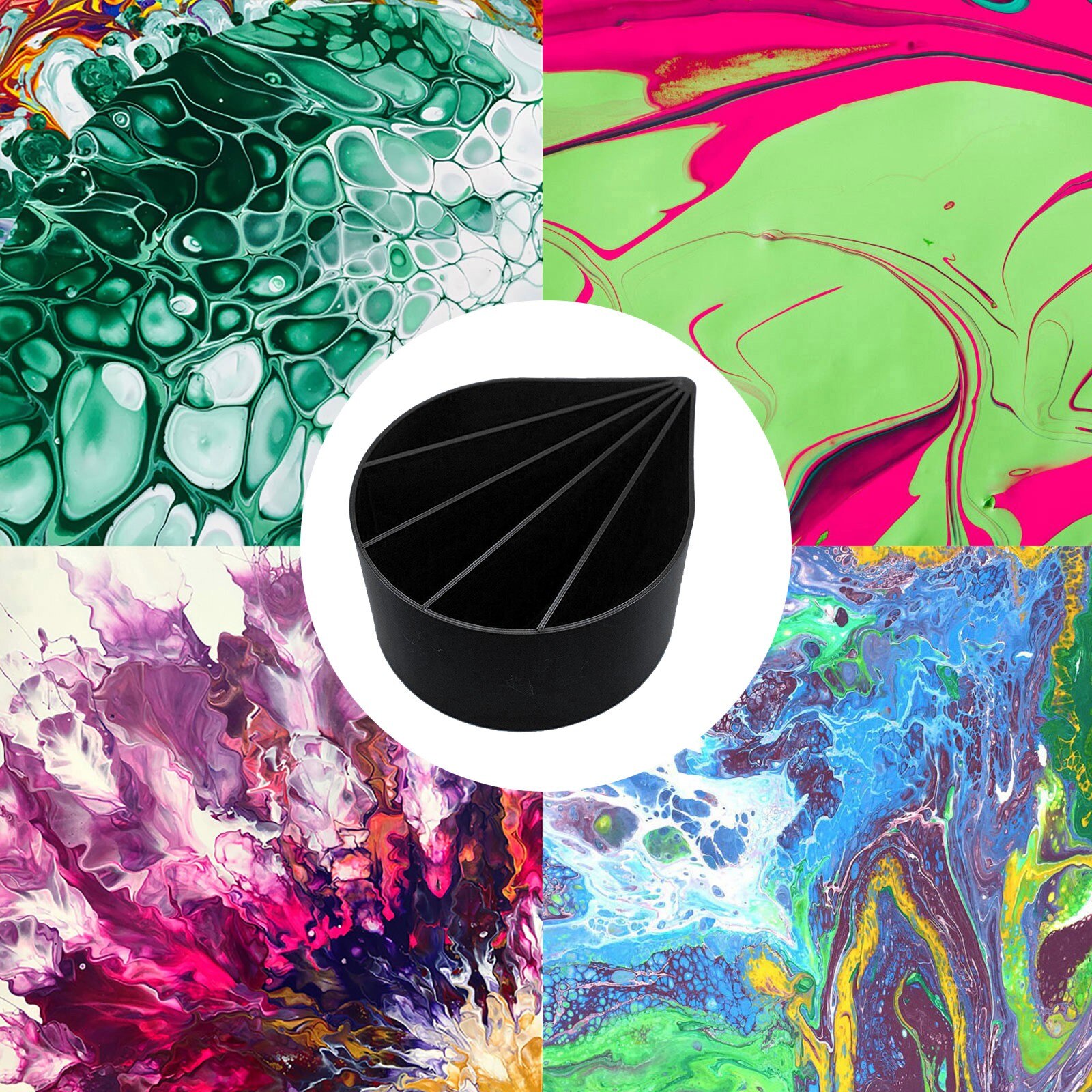 6oz Acrylic Pour Cup , 5 Channels Paint Pouring Split Cup Art Pour Supplies Tree Clay Tools Oil Drawing Set DIY Art Supplies QW