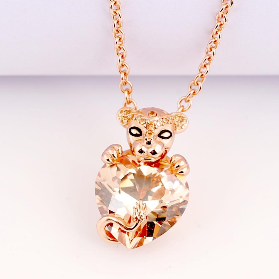 925 Sterling Zilveren Ketting Zwart Emaille Rose Leeuwin Met Hart Stenen Hanger Ketting Voor Vrouwen Diy Europa Sieraden