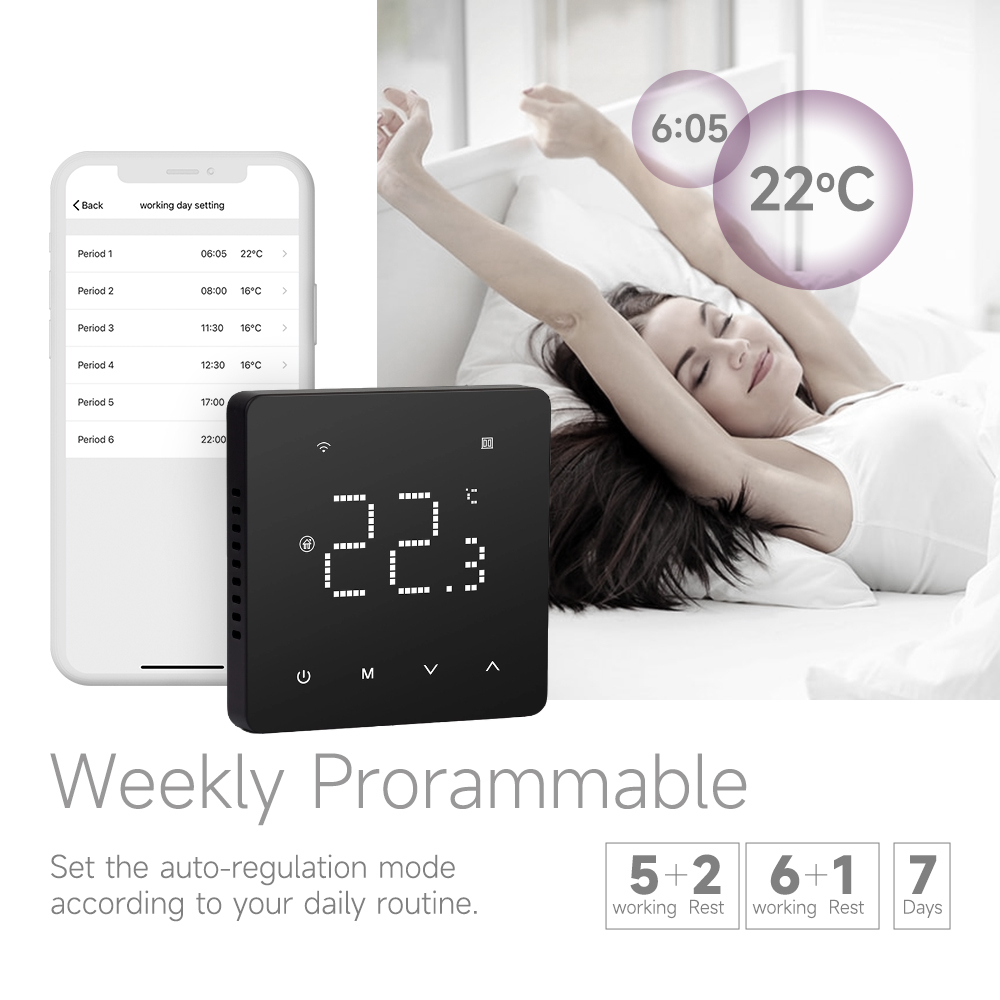 Beok Tuya Wifi Thermostat Underfloor Heating System Thermoregulator for Electric Heating Gas Boiler with Alexa Google Home