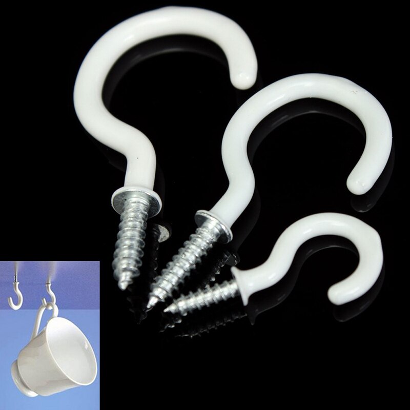 ! 20x Pvc Gecoat Roestvrij Staal Schroef In Cup Haken Ring Plant Sieraden Hanger Holder Dining Bar Tool S