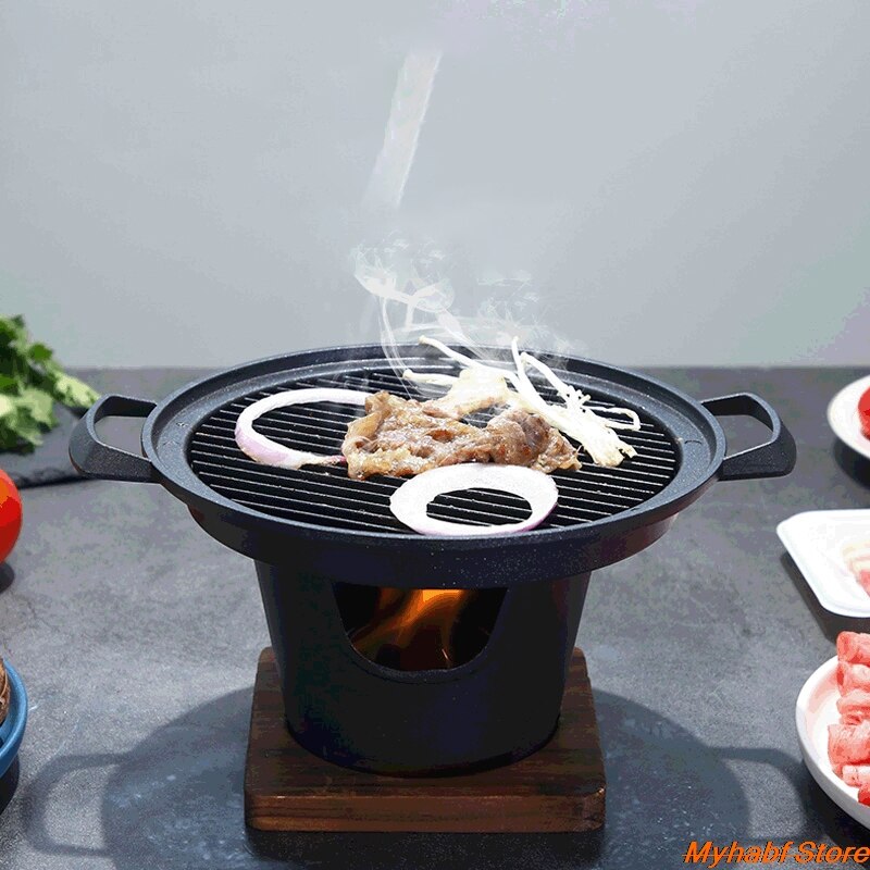 Mini Parrilla de barbacoa japonesa, estufa de Alcohol para una persona, parrilla de barbacoa sin humo para el hogar, placa de horno al aire libre para barbacoa, utensilios para asar carne