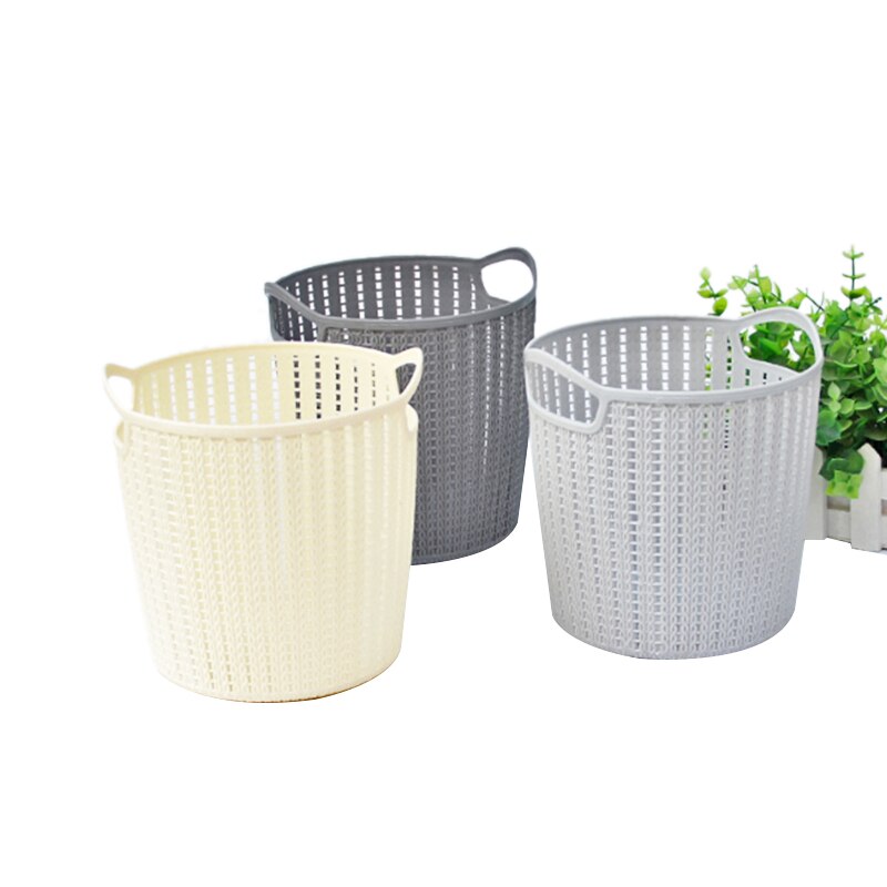 Round Storage Basket with Handle Debris Clothes Bucket Toys Books Organizer Plastic Organizer