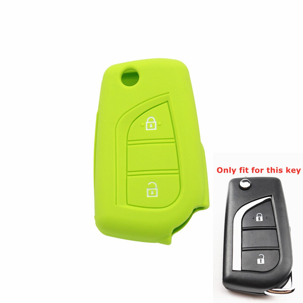 Silikone bil nøgle cover fjernbetjening nøgle skal holder til toyota yaris highlander camry rav 4 aygo til peugeot 108 til citroen  c1: Æblegrøn