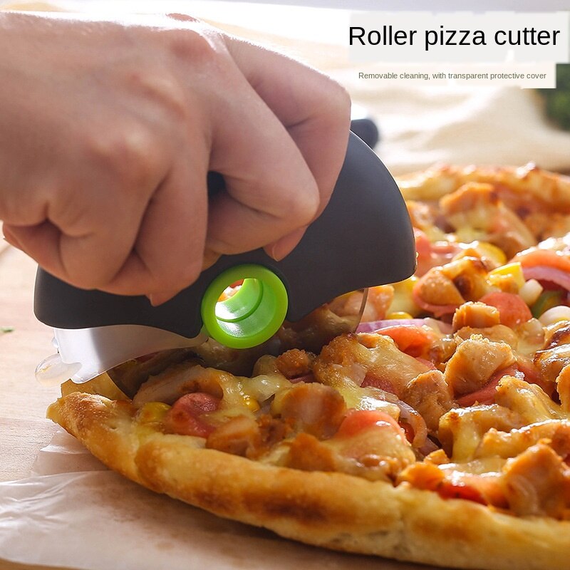 Okrągły wałek nóż robić pizzy separator ciasta z etui ochronnym zdejmowany zmywalny stal nierdzewna ciasto gilotyna robić papieru narzędzia kuchenne