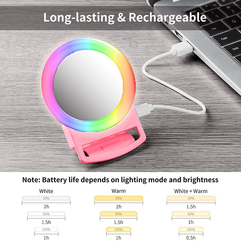 Bfollow – anneau lumineux LED 4.2 ", 15W, RGB, avec miroir de maquillage, pour Selfie, téléphone, appareil photo, tablette, ordinateur portable, vidéo