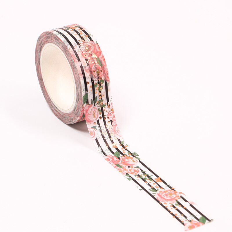 10 Stks/partij 15Mm * 10M Folie Roze Rose Decoratieve Washi Tape Scrapbooking Afplakband Office Supply Masker washi Tape