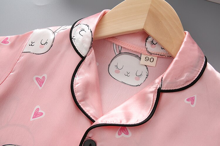 Baby slaapkleding lange mouwen top konijnenprint reverskraag thuis slaap cartoon broek trendy nauwsluitende warme jas