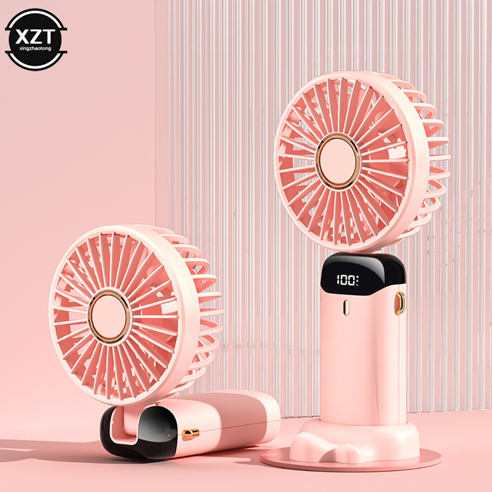 Handheld Fan Ribbed Hand-Held Fan LED Display USB Hanging Neck Portabl... – Grandado
