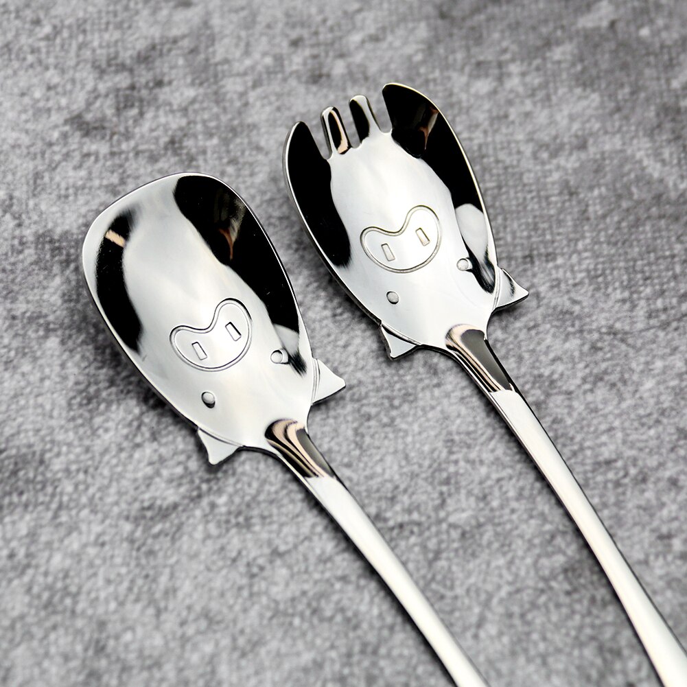 Cartoon Children's Fork Spoon Piggy Spoon 304 Stainless Steel Specialty Cutlery Animal Spoon Fork Portable Cutlery