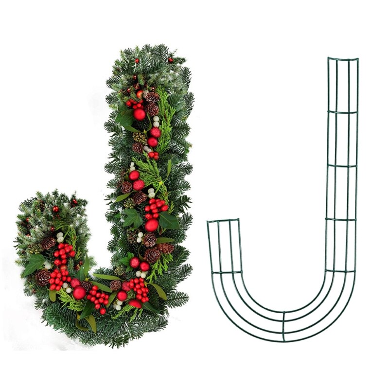 2 Pack Candy Cane Shaped Wire Wreath Frame 12 Inch Christmas Flower Wreath Frame