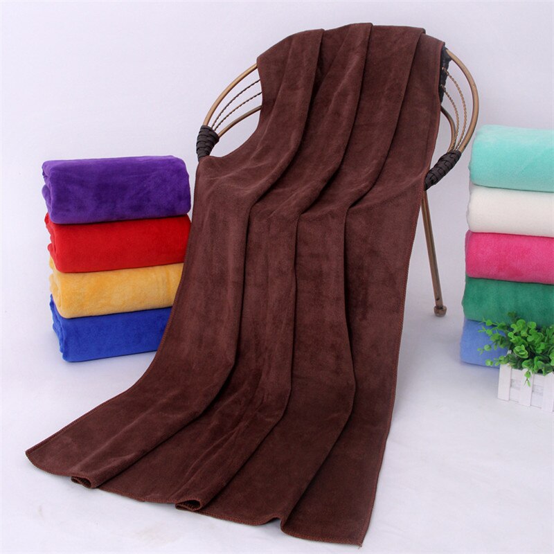Toalla de baño de microfibra de 17 colores, toalla de playa 140*70cm 310g supersuave, lisa, para gimnasio, de secado rápido, para baño de adultos.: Chocolate