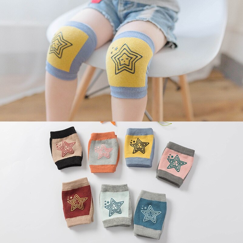 6 par baby knäskydd för krypning söta andas justerbara elastiska baby knäskydd knä armbågsskydd krypskydd r