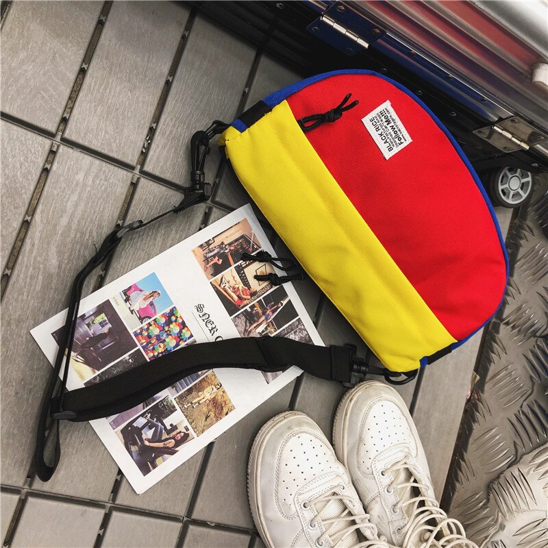 Harajuku Shoulder Bag Men Chest Bags Street Style Trend Canvas Crossbody Bag Casual Unisex Outdoor Crossbody Chest Pack Bags: red