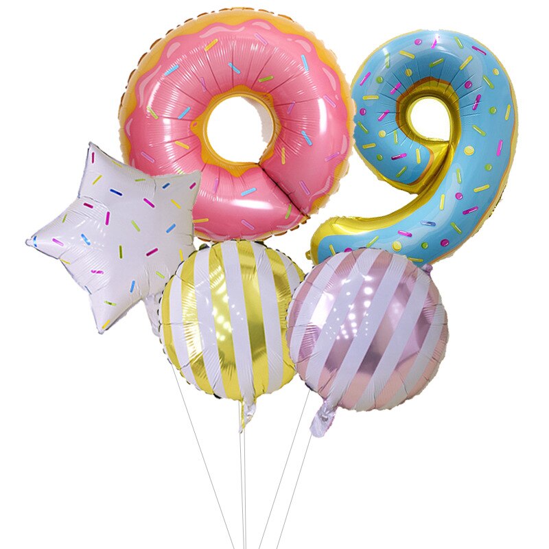 Cartoon Color Dessert Circle Aluminum Film Birthday Decorative Balloon Digital Air Balloon Set Party Decorative Birthday Balloon: 20