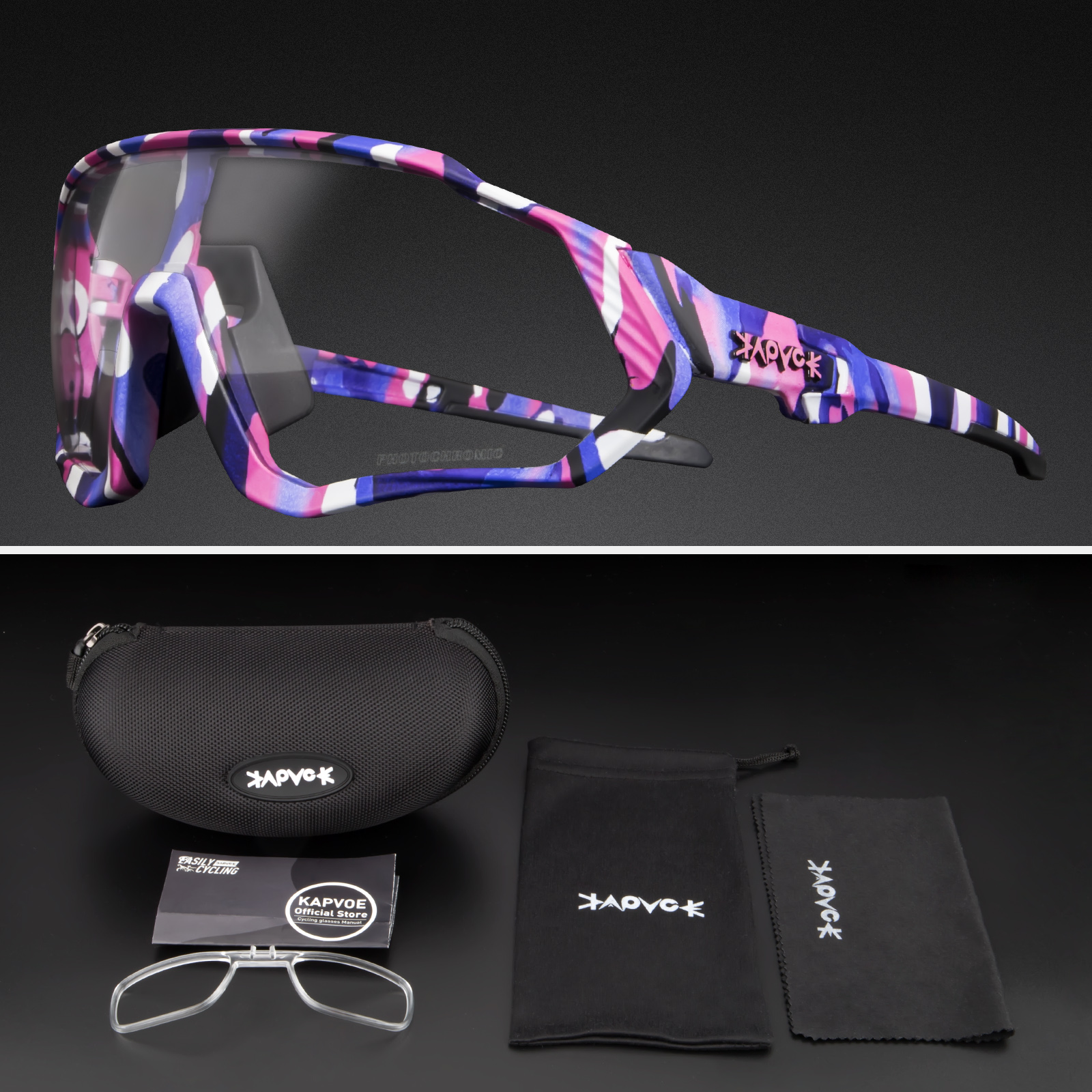 Kapvoe photochromique sport cyclisme lunettes pour hommes femmes vtt montagne route lunettes de vélo cyclisme lunettes de soleil Oculos Ciclismo: plum