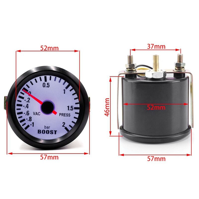1-2 Bar 12V Auto Vrachtwagen Boot Blauwe Led Turbo Boost Gauge Meter 2Inch 52Mm