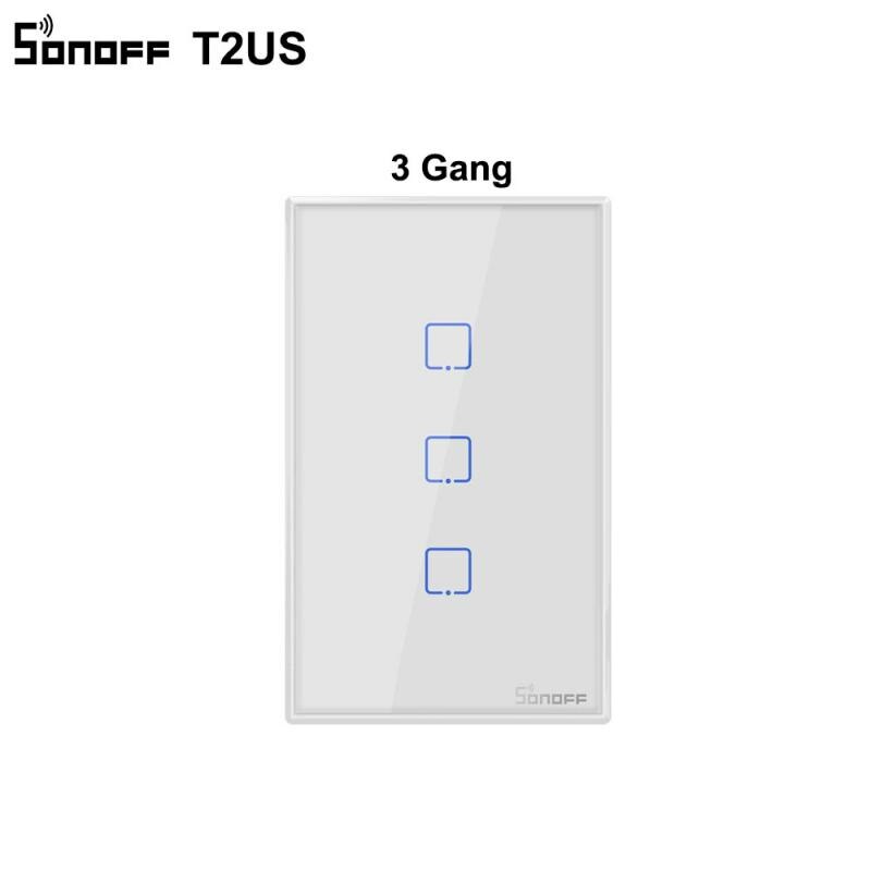 Sonoff-interruptor inteligente de parede t2 us/uk/eu tx, wi-fi, touch, 433 rf/voz/controle com borda, básico, com alexa, google home: Sonoff T2 US 3 Gang