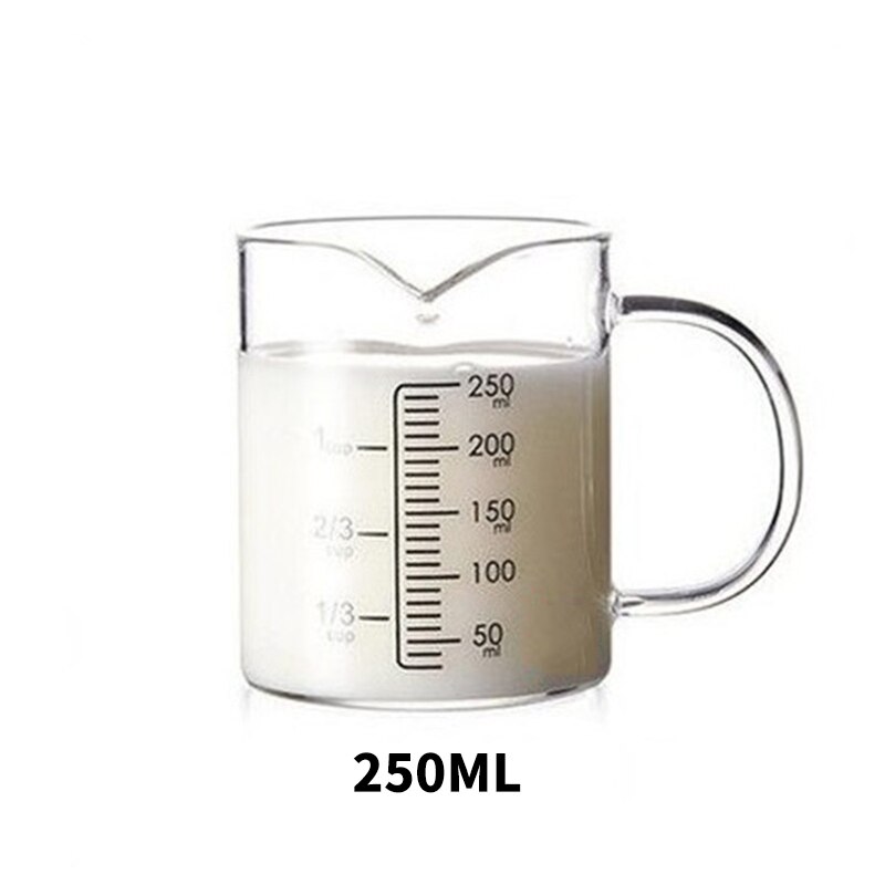Glass Scale Measuring Cup with Lid Glass Baking Measurement Accessories Simple Transparent Home Jug Measuring Desktop Tools: A-S