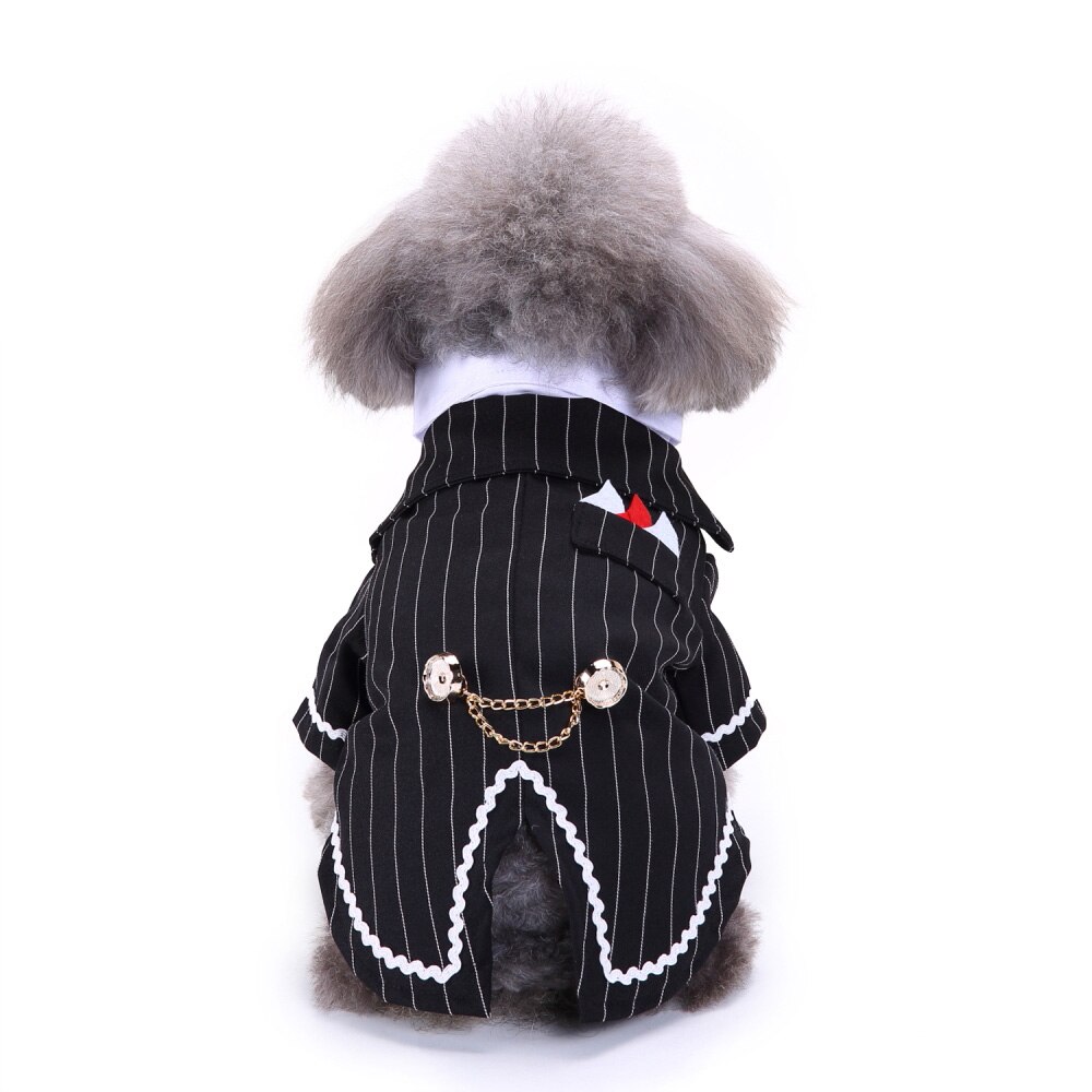 Gentleman kæledyr tøj hundedragt stribet smoking sløjfe bryllup festkjole til hunde halloween jule outfit kat sjovt kostume