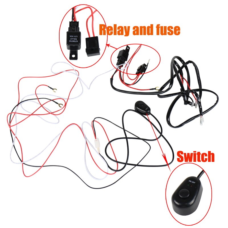 Kit de harnais de câblage de voiture 12V 40A | Kit universel de faisceau de antibrouillard de voiture, métier à tisser pour la barre lumineuse de conduite du travail avec fusible et interrupteur relais