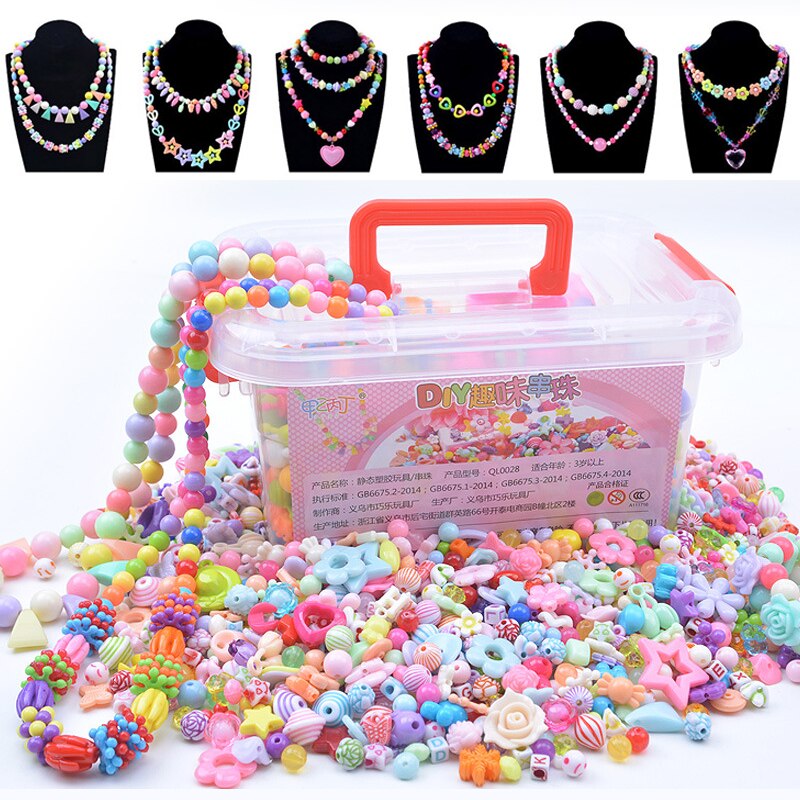 1000Pcs Diy Kralen Speelgoed Kinderen Met Opbergdoos Handgemaakte Educatief Creatieve Armband Sieraden Meisje Sieraden Maken Speelgoed