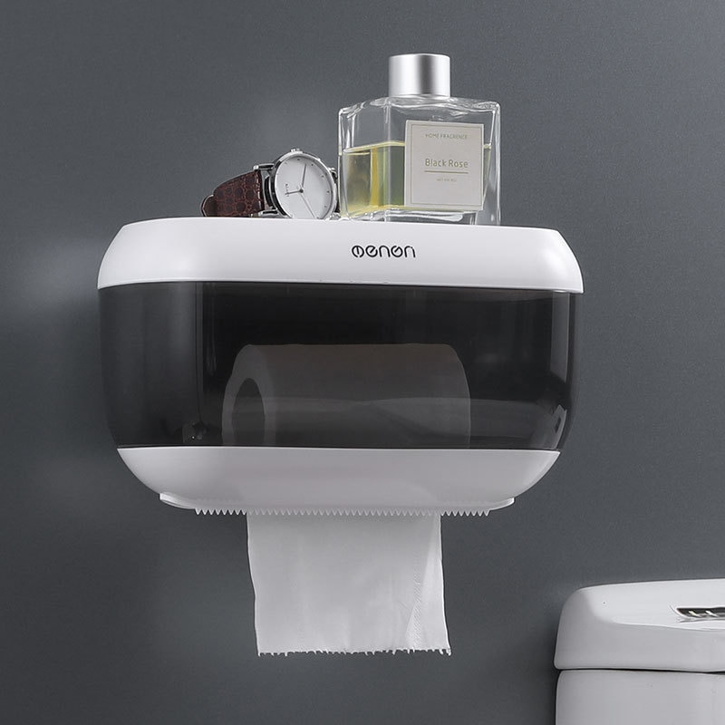 Soporte de papel higiénico montado en la pared, caja de papel higiénico, estante de almacenamiento de rollo de papel impermeable, organizador de tubo de papel para Baño