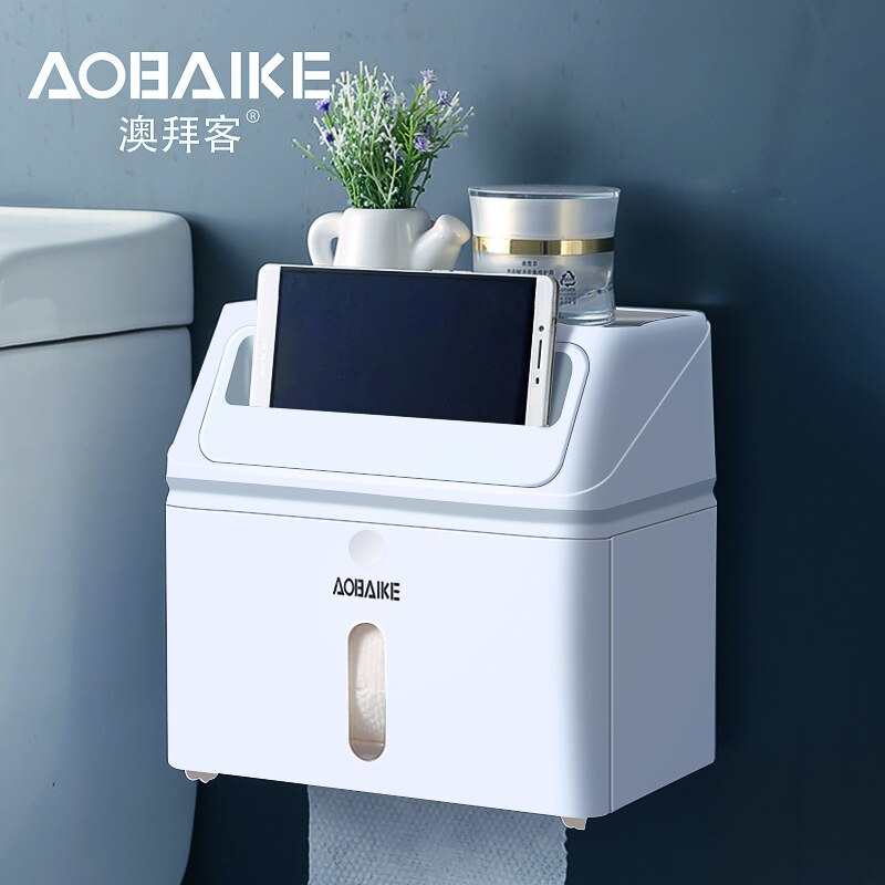 Étanche Toilette Wc Trou Perforé multifonctionnel Extraction de Papier Boîte Graphique Tambour Boîte De Papier Toilette Boîte à Mouchoirs Wal