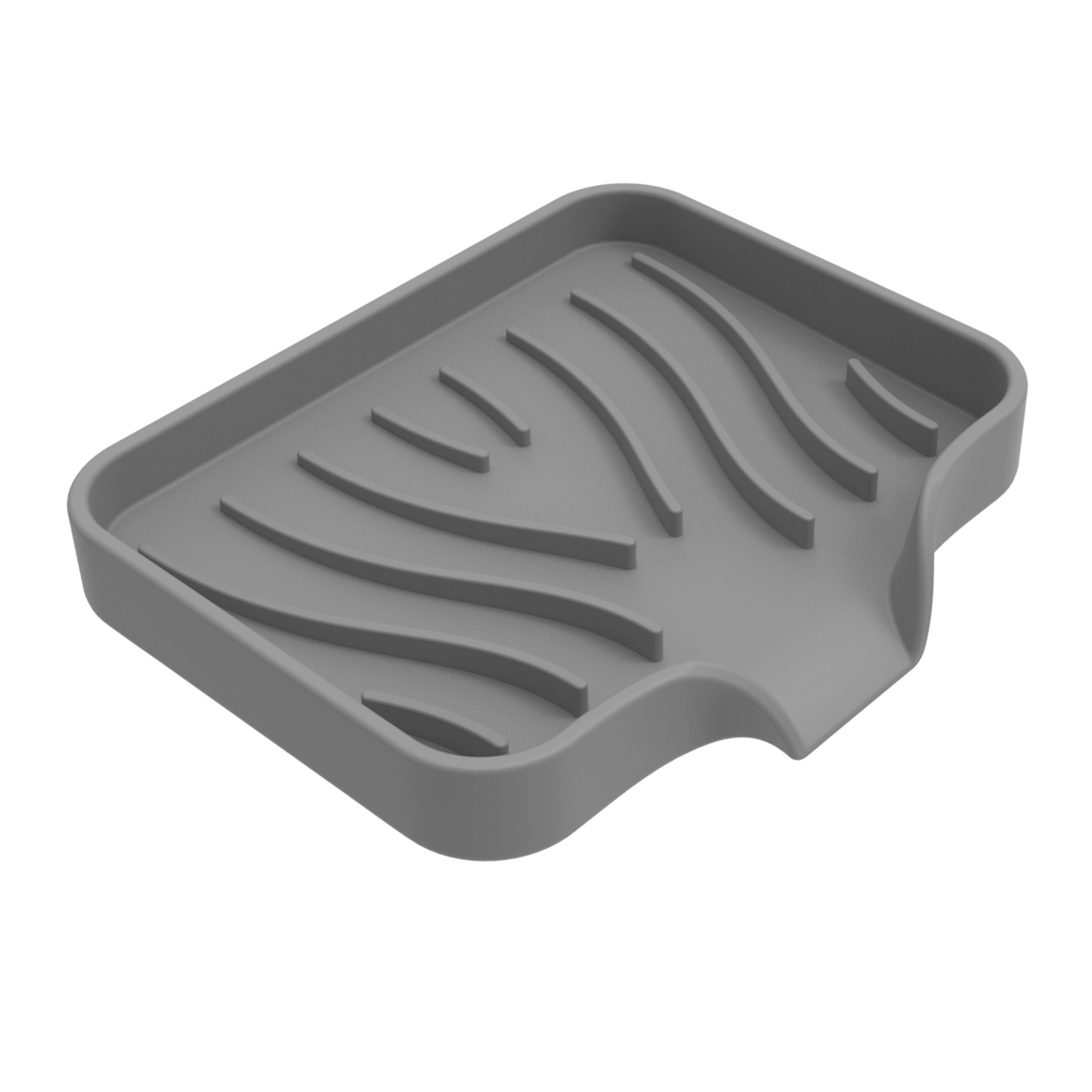 Sink Silicone Tray With drain Soap Sponge Storage Holder Countertop Sink Scrubber Brush Soap Storage Rack Kitchen Organizer: Light Grey