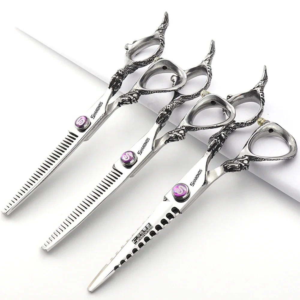 6/7/7.5/8/9 Inch Hairdressing Scissors, Dragon Handle Barber Specificlied Shears, Hair Cutting Tools