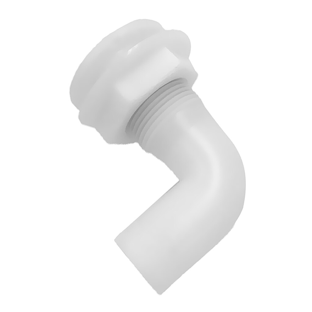 1" Hose White Plastic Thru Hull Fitting Connector 90 Degree for Boat
