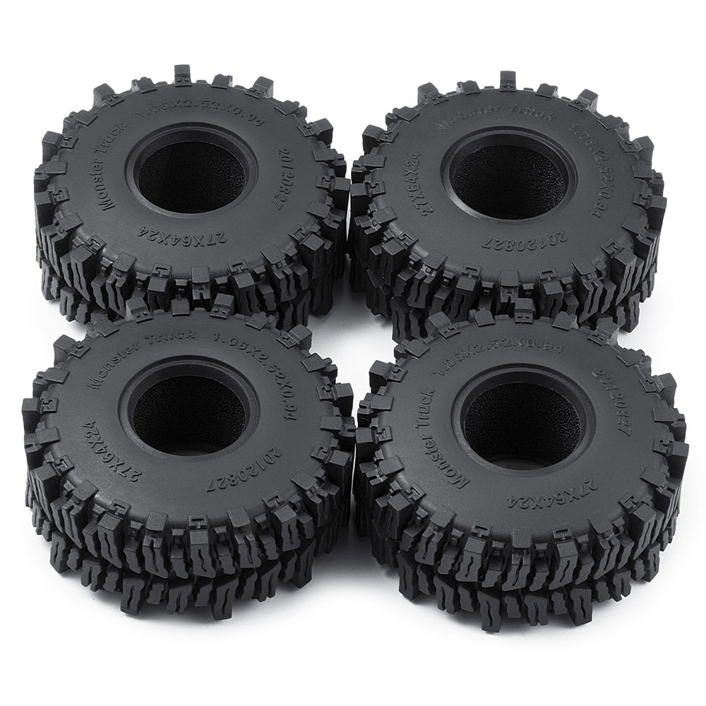 AXSPEED 4 pièces 1.3 "pneus en caoutchouc, 1.1 pouces pneus de roue de Terrain de boue pour 1/18 1/24 Micro chenille TRX4M Axial SCX24 FMS FCX24 pièces