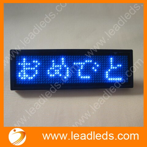 Blue Scrolling LED Name Badge Tag Programmable Sign Moving Scrolling Message Display