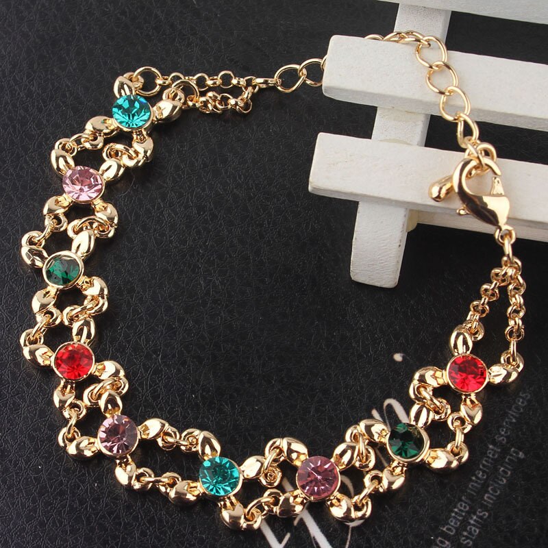 Bracelets & Bangles Colorful AAA Zircon Charm Bracelet Gold Color Women Bracelet Jewelry