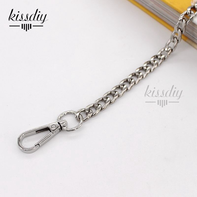 9mm szeroki płaski pasek zastępczy metalowy łącznik zapięcie torebka torba na łańcuszku uchwyt na ramię crossbody torebka z łańcuszkiem 60/100/110/120cm: Srebrny / 100cm